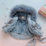 FurDream – Denim Look – Vinterjakke med hætte