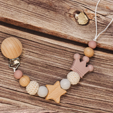 Baby Pacifier Holder –  Mit Namen – Personalisierte Holz- und Silikonperlen