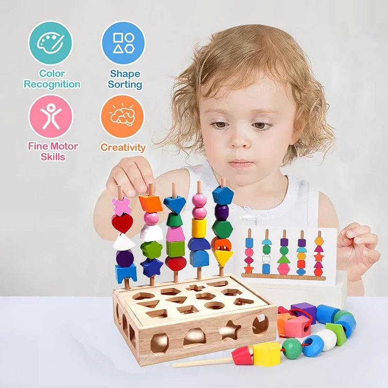 Woods™ - Kreativität fördern & Fähigkeiten verbessern - Buntes Montessori-Puzzle-Set