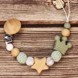 Baby Pacifier Holder –  Mit Namen – Personalisierte Holz- und Silikonperlen