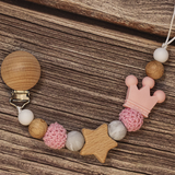 Baby Pacifier Holder –  Mit Namen – Personalisierte Holz- und Silikonperlen