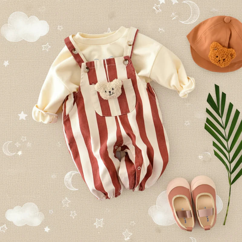 Striped Overall Romper – Weich & Bequem – Kinder-Jumpsuit