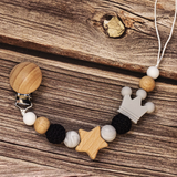 Baby Pacifier Holder –  Mit Namen – Personalisierte Holz- und Silikonperlen