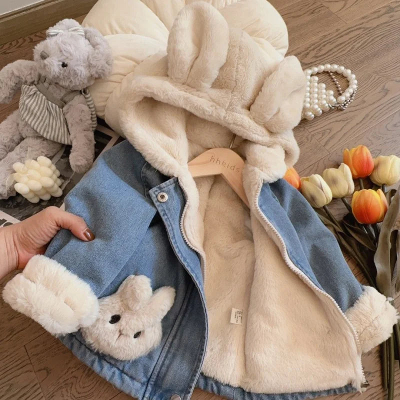 Girls Bunny Denim Coat – Varm & behagelig – Børnejakke