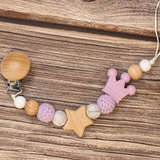 Baby Pacifier Holder –  Mit Namen – Personalisierte Holz- und Silikonperlen
