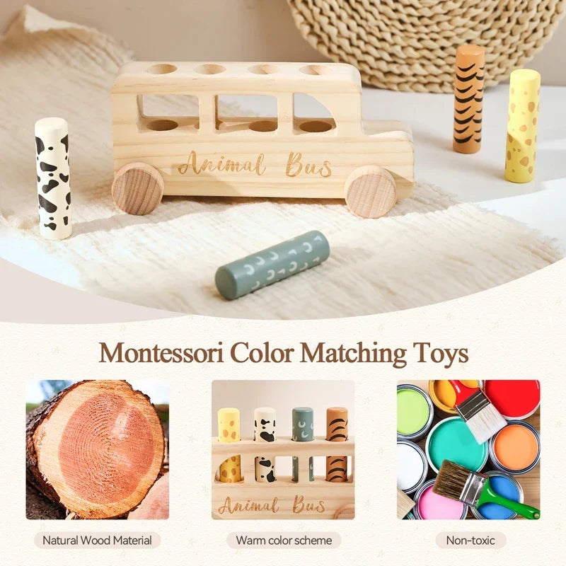 PressBus – Montessori & Lærerigt – Træ Tryk Legebus