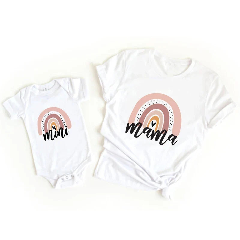 Mini Fashion™ - Mor og Datter - Matchende T-shirt og Bodystocking