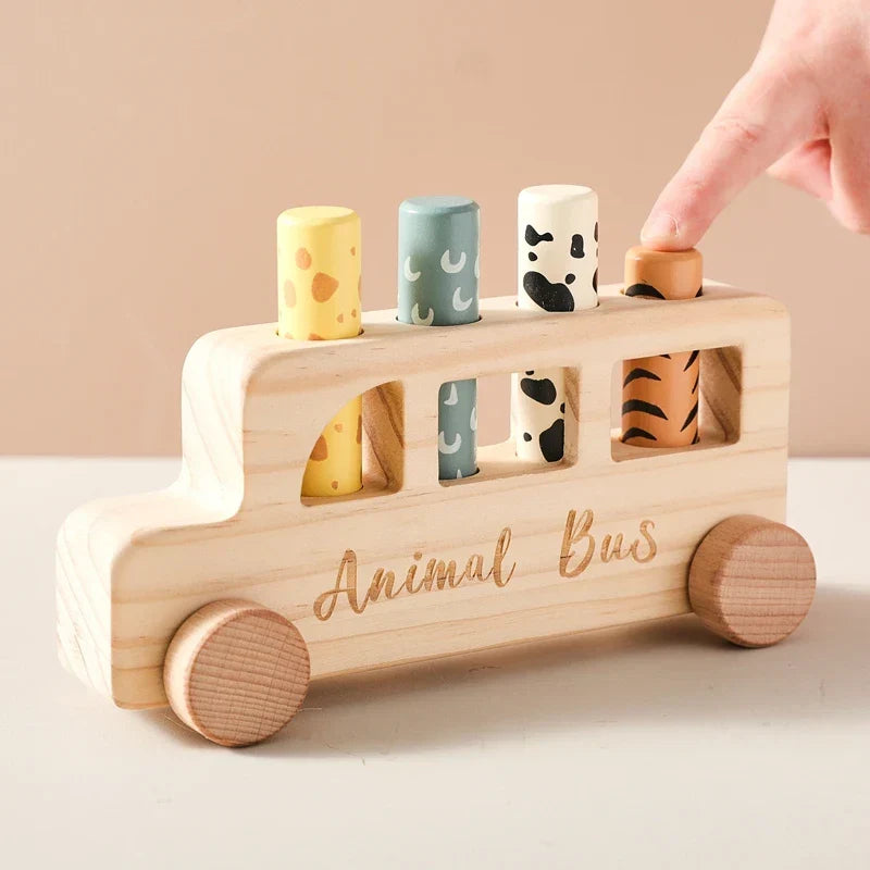 PressBus – Montessori & Lærerigt – Træ Tryk Legebus