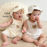 Mini Fashion™ - Kølig og behageligOff-white - Baby-havebukser med hue