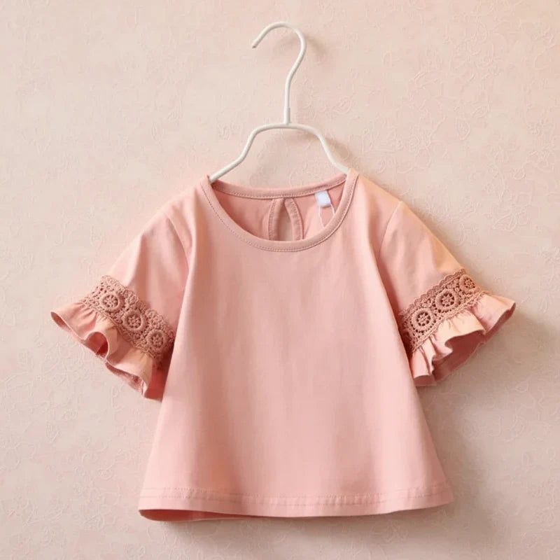 Girls Trumpet Sleeve Top – Elegant & komfort – Blonder på ærmerne