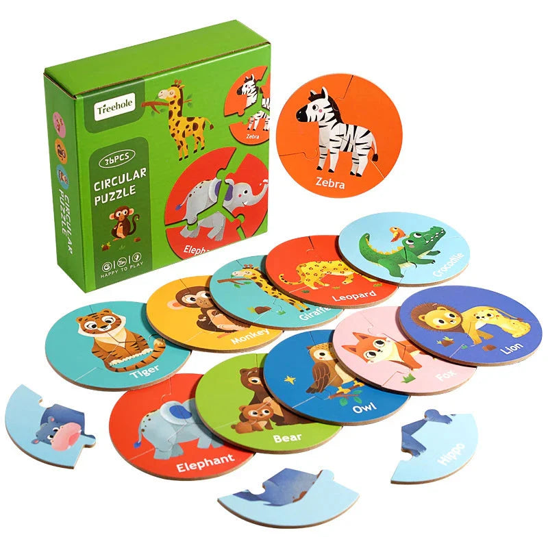 Dieren Match™ – Drehen & Entdecken - 3-teiliges Puzzle