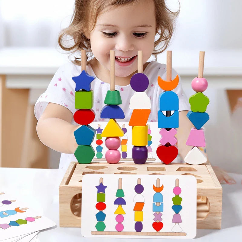 Woods™ - Kreativität fördern & Fähigkeiten verbessern - Buntes Montessori-Puzzle-Set