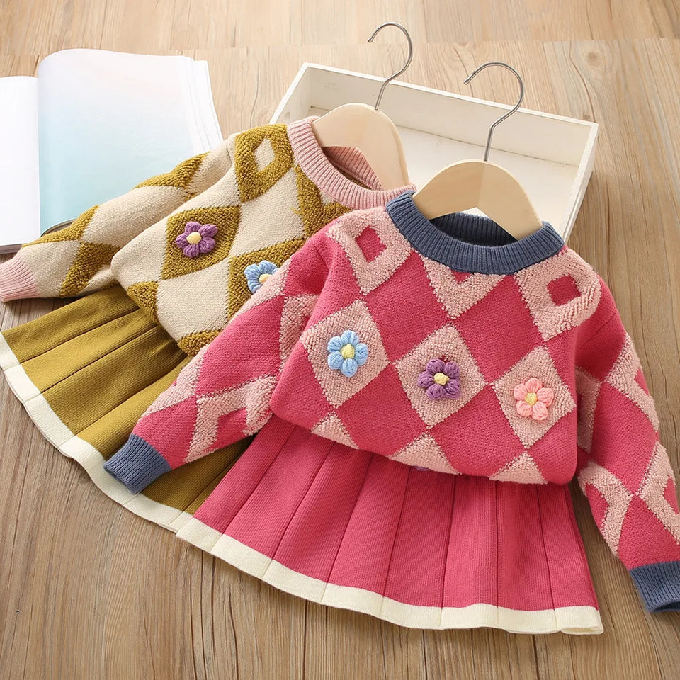 Mini Fashion™ - Vidunderligt Varmt - Vintage Strikket Sweater & Nederdel