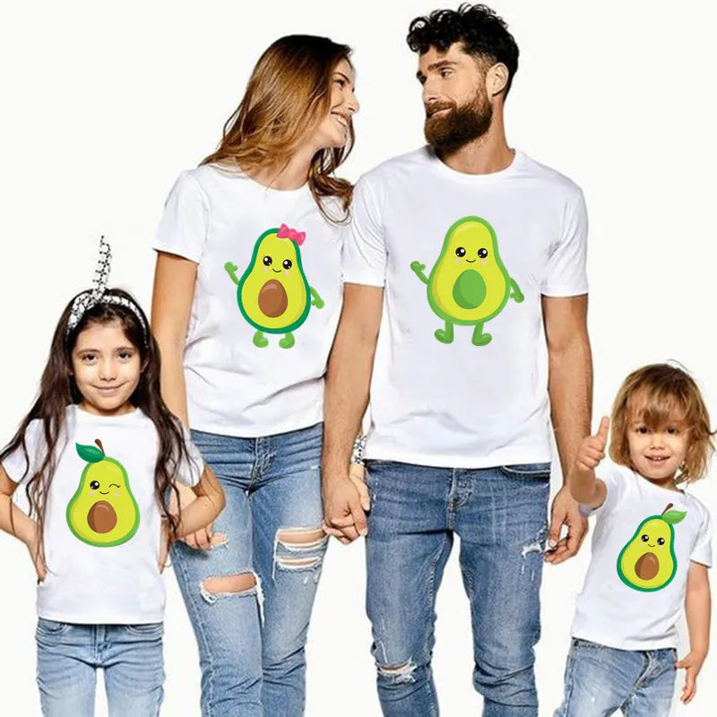 Mini Fashion™ - Familien-Parter-Look - Avocado T-Shirt Weiß