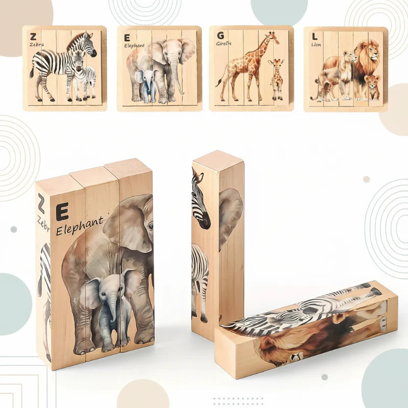 ZooStack – Holz & Interaktiv – Tier-Blockpuzzle
