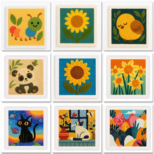 ThreadArt – Handgefertigt & farbenfroh – Tier-Stickset