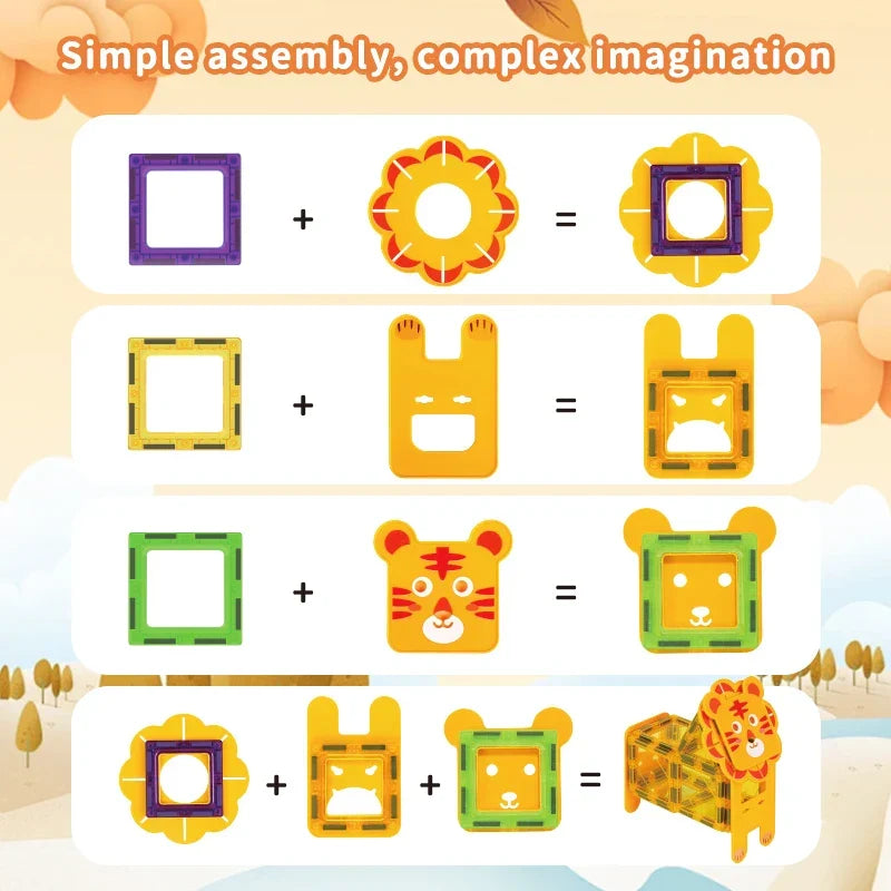 Animal Magnetic Building Blocks™ - Magnetisk byggemagi - Dyre-byggeklodser