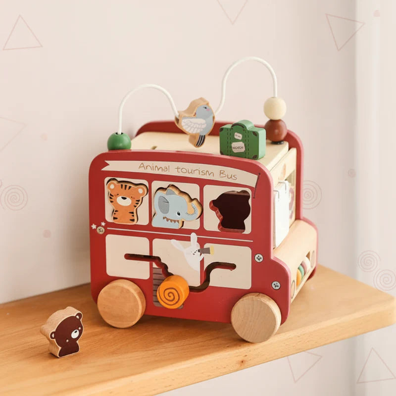 BusyRide – Lehrreich & vielseitig – Montessori-Aktivitätenbus aus Holz