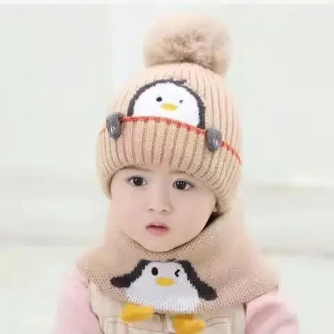Mini Fashion™ - Sødt pingvin-design - Børnehue & Halsedisse