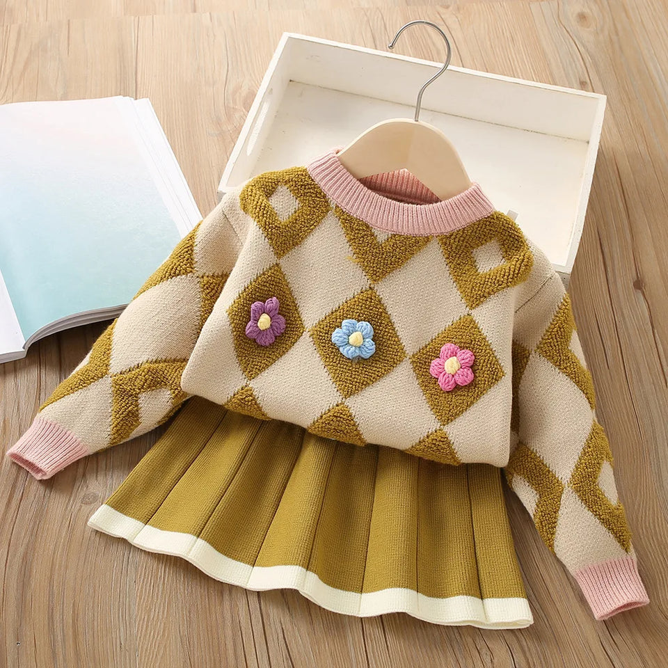 Mini Fashion™ - Vidunderligt Varmt - Vintage Strikket Sweater & Nederdel