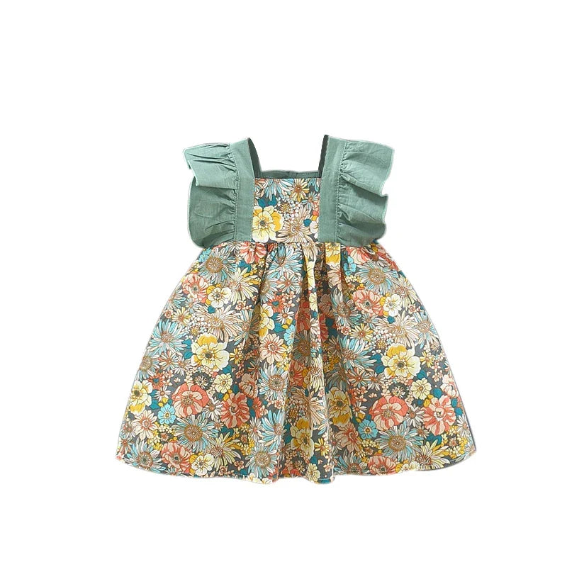 Mini Fashion™ - Sødt Blomsterdesign - Pigekjole med hat