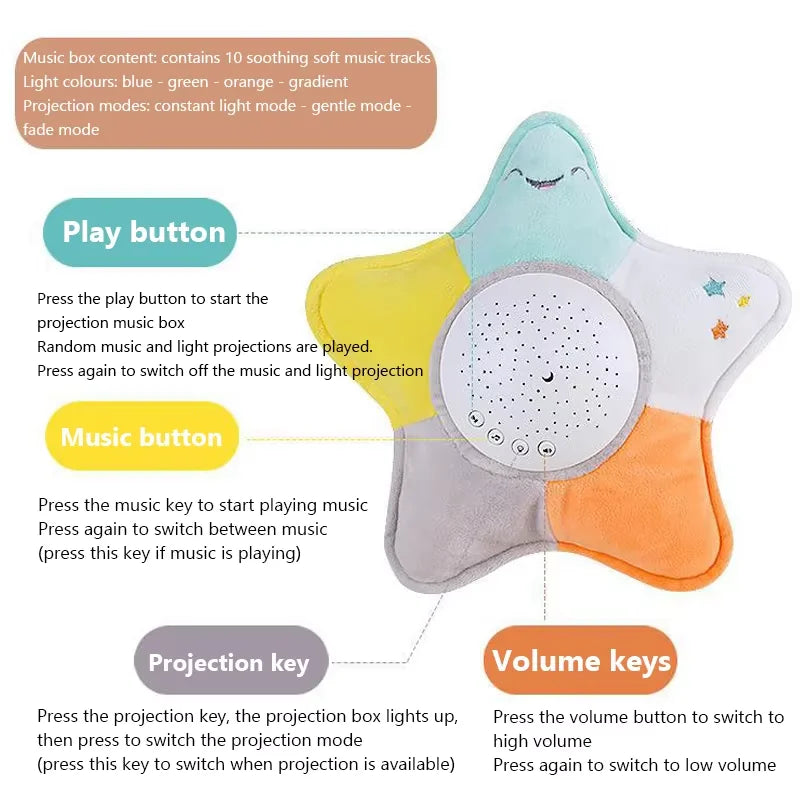 StarPlush – Weich & beruhigend – Kuscheltier mit Nachtlichtprojektor
