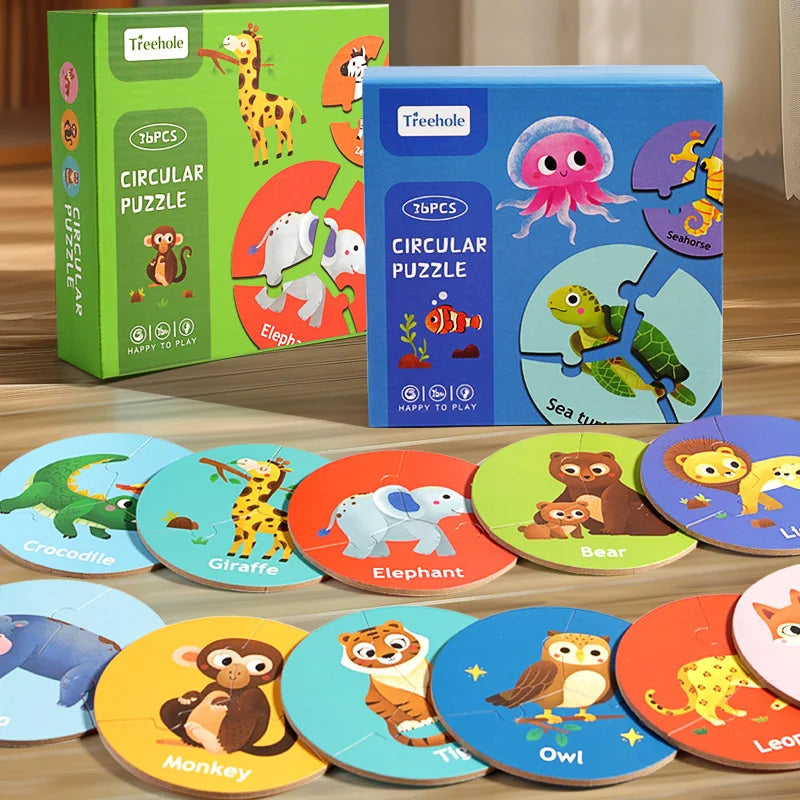 Dieren Match™ – Drehen & Entdecken - 3-teiliges Puzzle