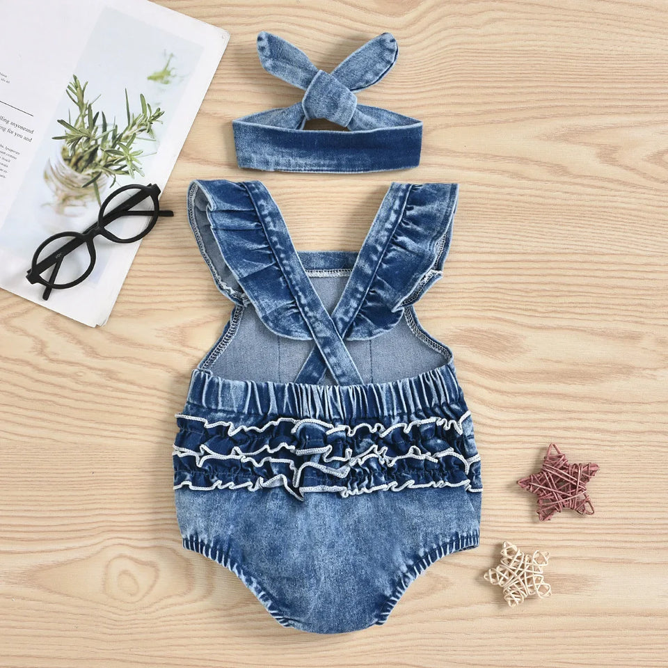 Mini Fashion™ - Niedlicher Look - Denim Strampler