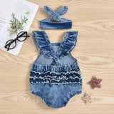 Mini Fashion™ - Niedlicher Look - Denim Strampler