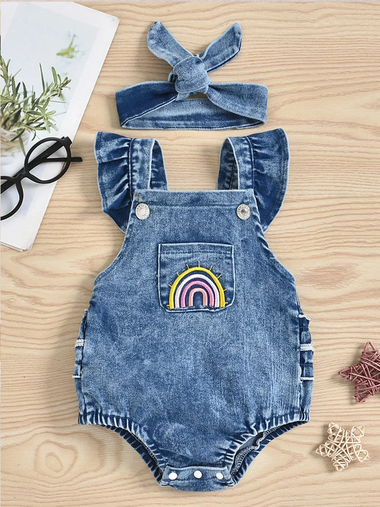 Mini Fashion™ - Niedlicher Look - Denim Strampler