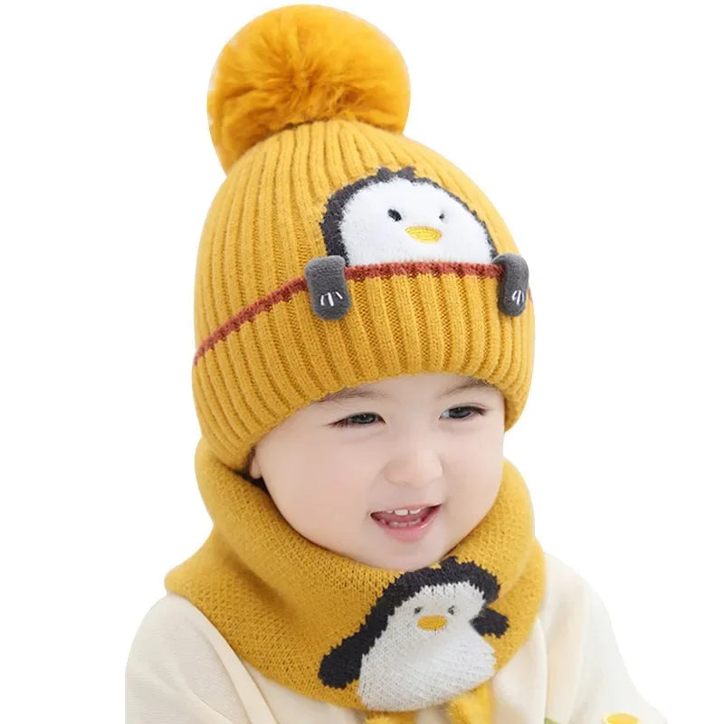 Mini Fashion™ - Sødt pingvin-design - Børnehue & Halsedisse