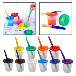 Anti-Spill Paint Cups™  - Unkompliziertes Farbabenteuer - Kindermalbecher mit Deckel und Pinsel