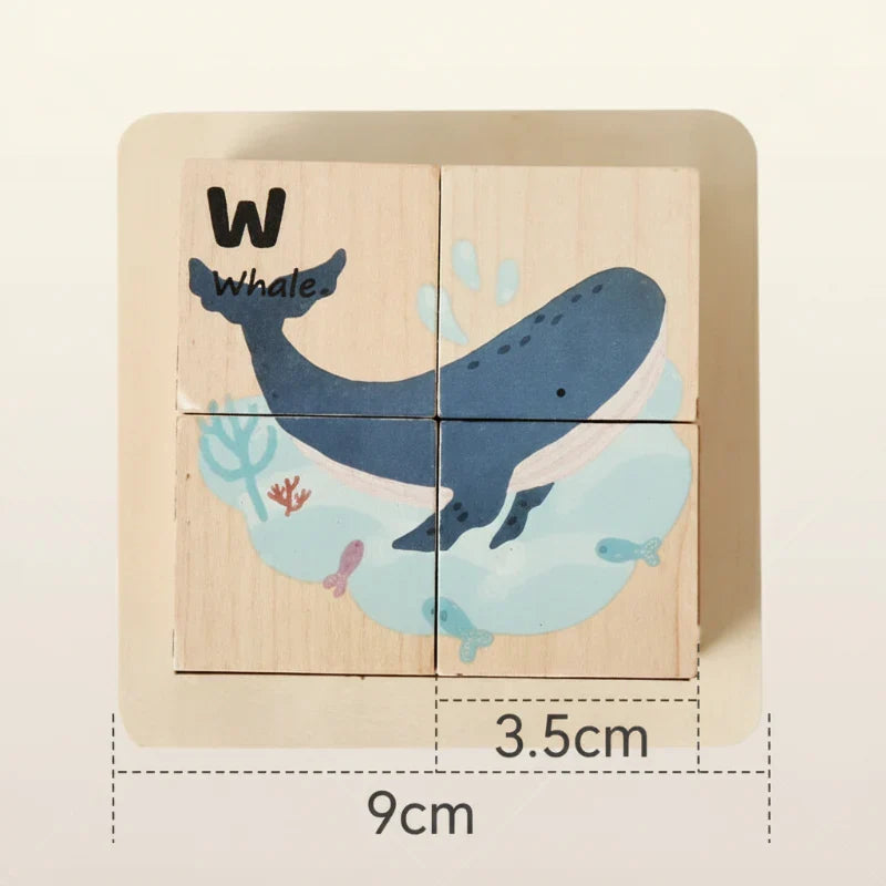 WoodMind – Kreativt og lærerigt – 6-i-1 Montessori-dyrebrik med træbrikker