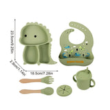 Dino Tablewear Set™ - 7-teiliges Set - Kindergeschirr aus Silikon