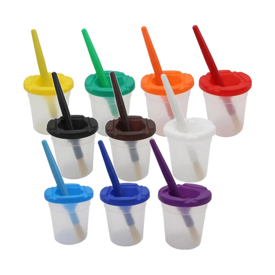 Anti-Spill Paint Cups™  - Unkompliziertes Farbabenteuer - Kindermalbecher mit Deckel und Pinsel