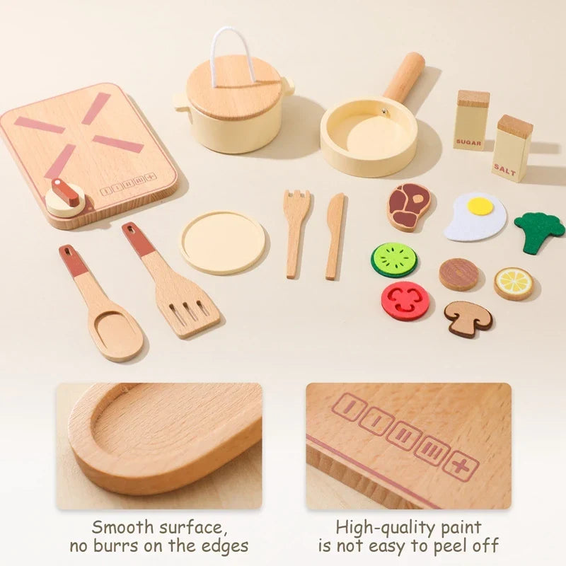 Woods™ - Mini-kokke På Vej - Legekøkken-sæt i træ