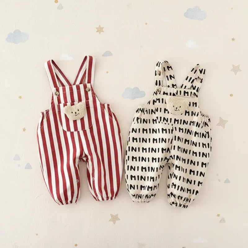 Striped Overall Romper – Blødt & behageligt – Jumpsuit til børn