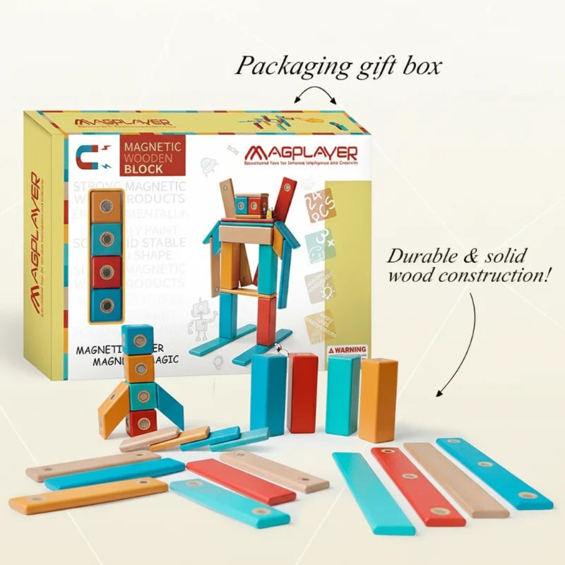MagPlayer – Kreativ & Motorik – DIY Magnetische Holzbauklötze