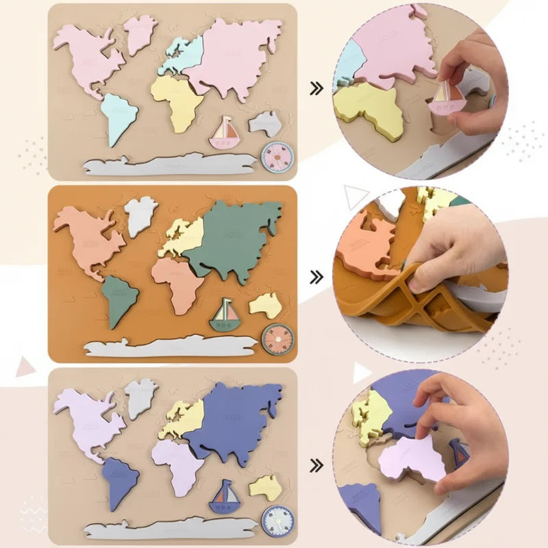GeoKids – Montessori & Pädagogisch – Silikon-Weltkartenpuzzle
