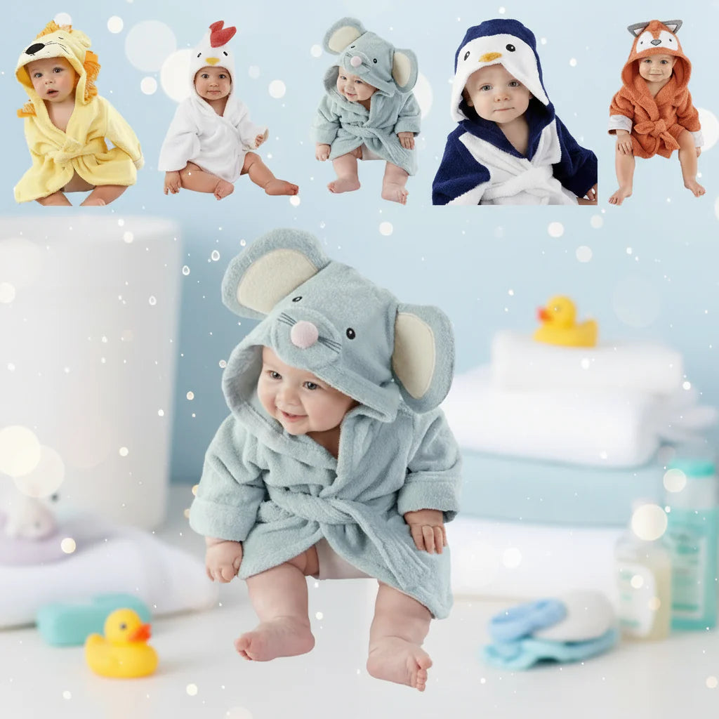 CozyNest – Weich & saugfähig – Bademantel mit Tiermotiv