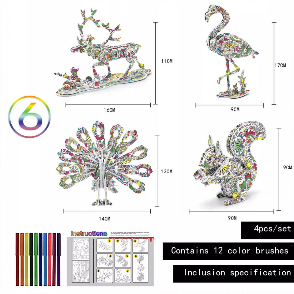 3D Colour Puzzle™ - Färben Sie Ihre eigene Skulptur - 3D-Puzzle (2+1 GRATIS)