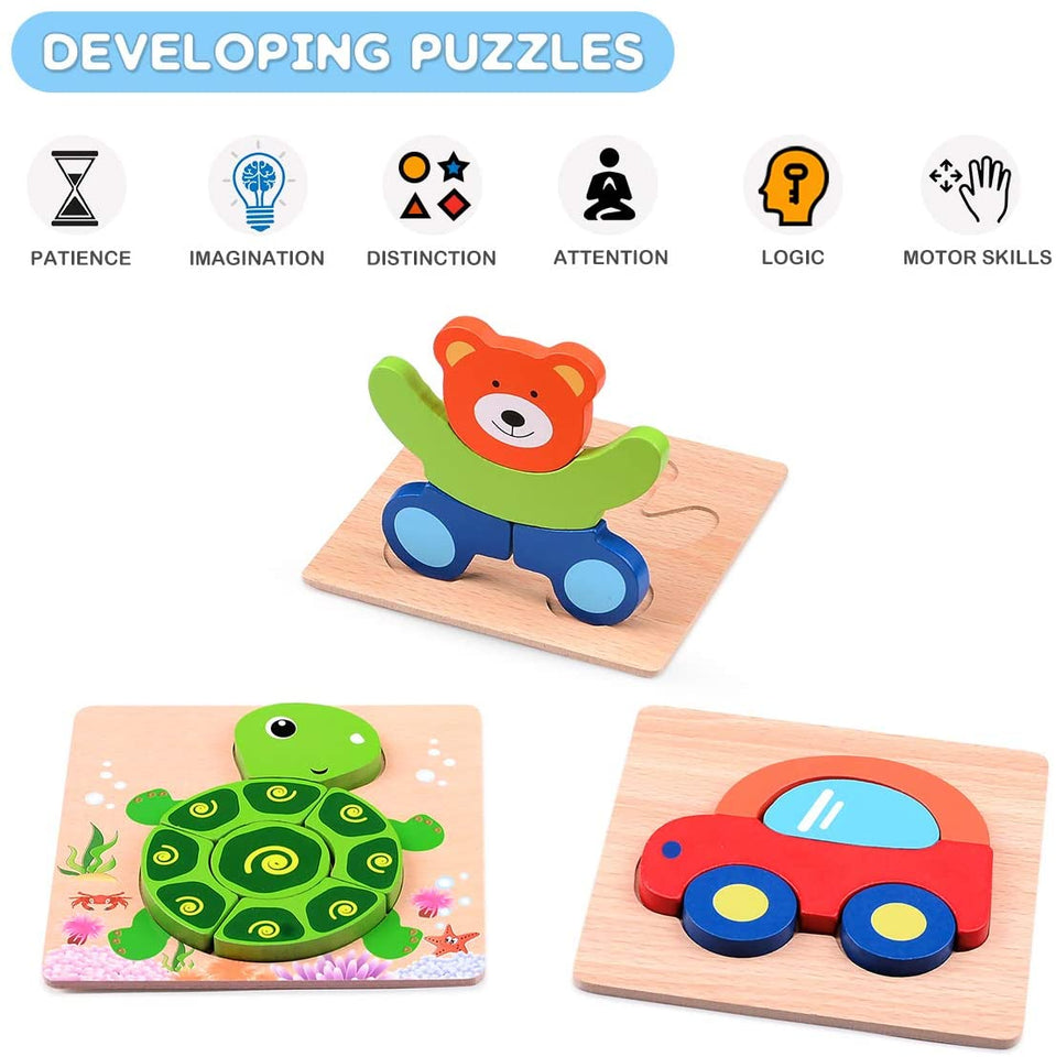 Woods™ | Feinmotorik - Montessori-Tierformenpuzzle